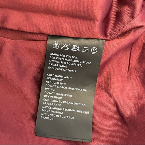 Bardot Revolve Marion Lace Dress Long Sleeve Knee Length Open Back Slit Maroon 8 - Picture 11 of 12